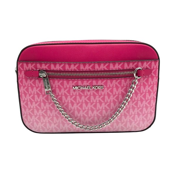 Michael Kors Dragon Fruit Ombre Leather Jet Set Logo Crossbody Bag - Picture 1 of 11